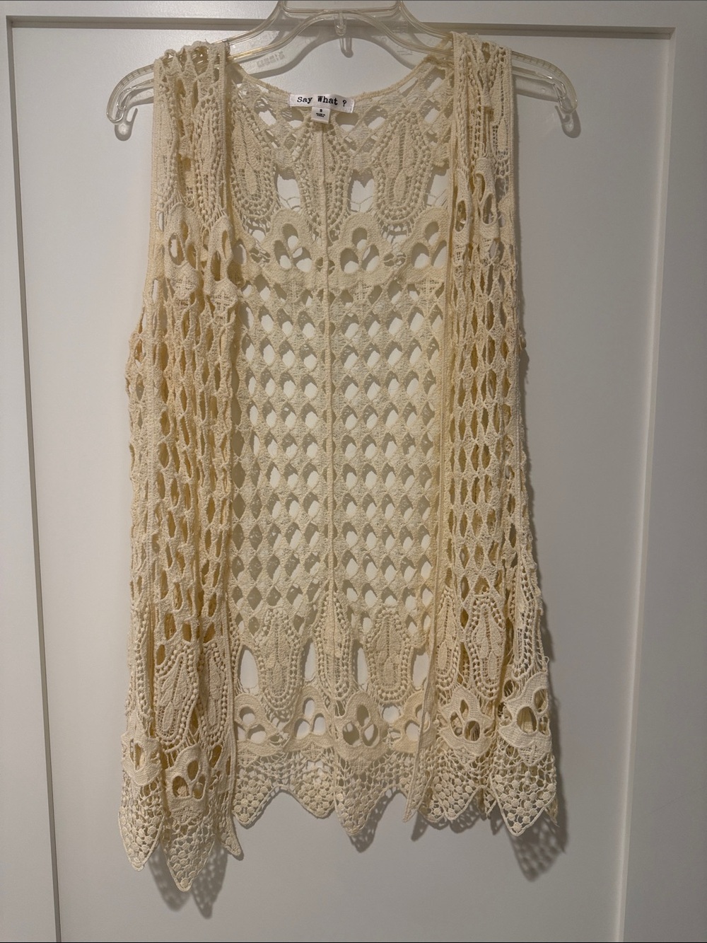 Vintage Say What? Women’s Cream Crochet Tank Top Size Small